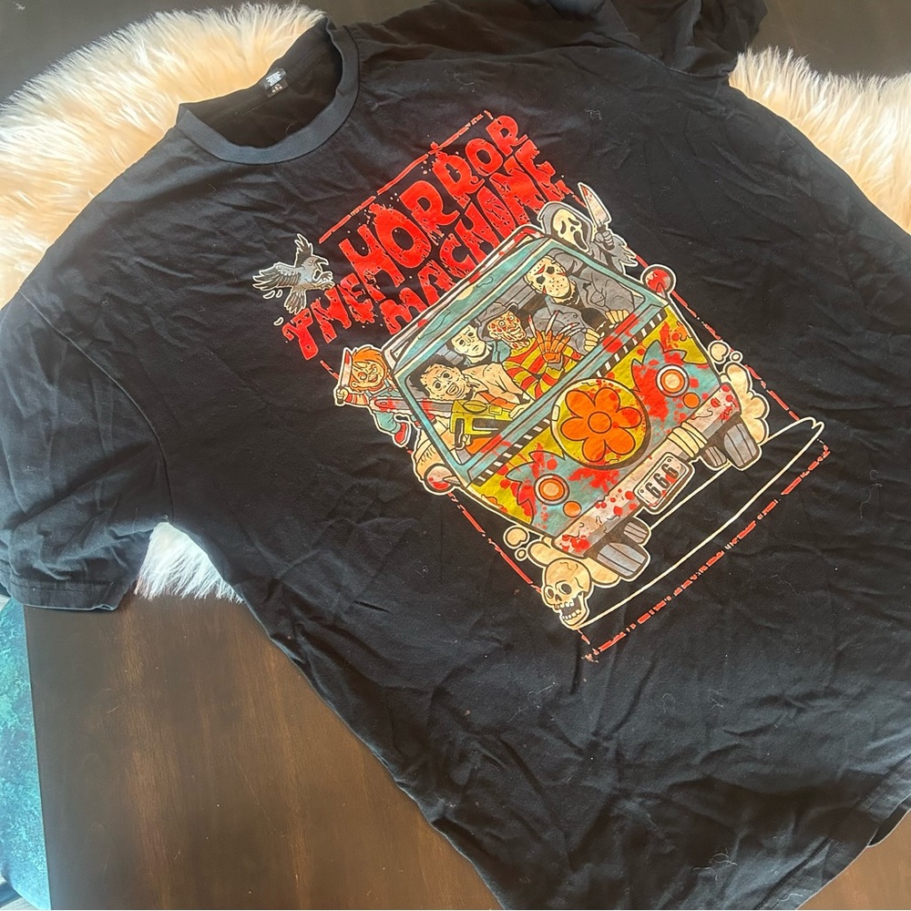 Short Sleeve Tee with Colorful Horror Mystery Machine Graphic